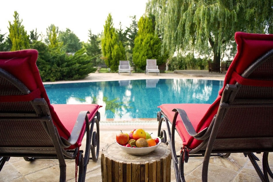 Two Patio Chairs by a Pool